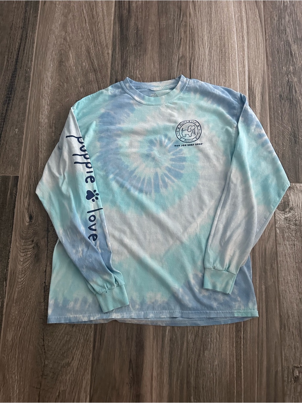 Alya Light Blue & White Tie-Dye Long Sleeve Crewneck
